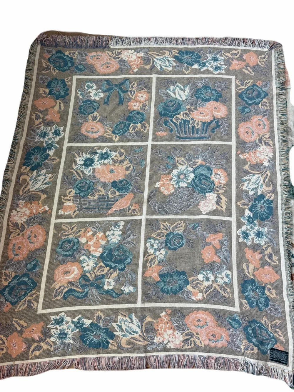 Cottagecore Vintage Croquette Tapestry Throw Blanket 45”x55”